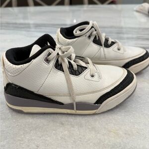 Jordan Kids White and Black Leather Sneakers